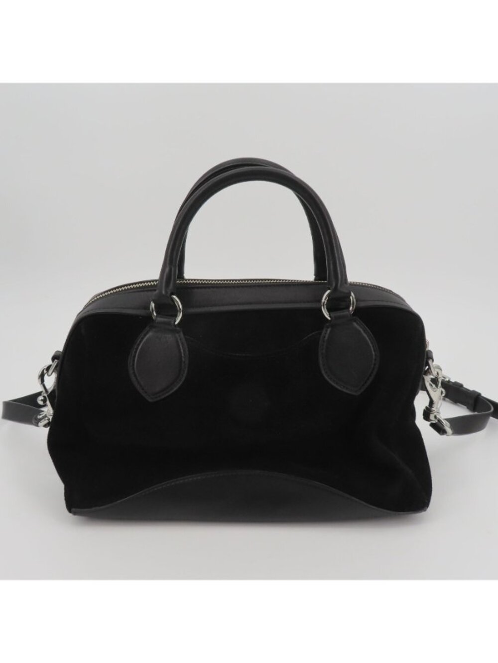 Rebecca Minkoff Pippa Duffle Black Suede Leather Crossbody Handbag Purse Bag - Picture 6 of 15